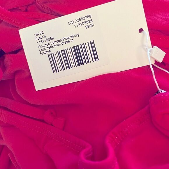 Flounce London Slinky Cowl Neck Mini Dress Fuchsia Sz 22UK 18 US NWT - Picture 6 of 10
